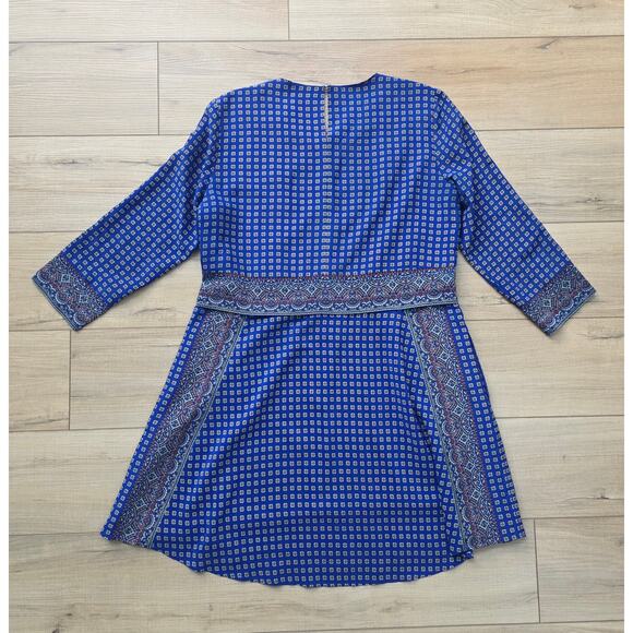 Madewell Ascot Blue Grid Pattern Silk Mini Dress Women Sz M - Picture 3 of 11
